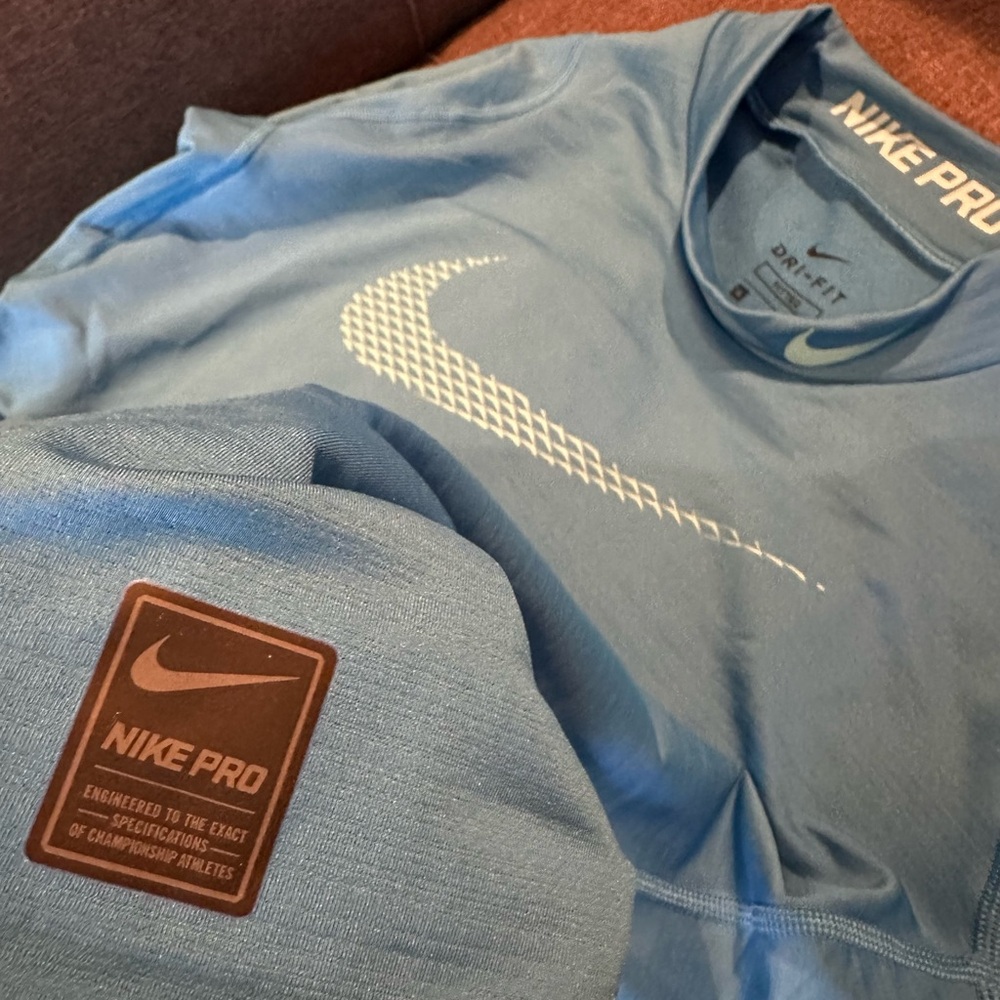 Nike Pro Blue Youth Dri Fit XL Long Sleeve Shirt - Picture 2 of 5